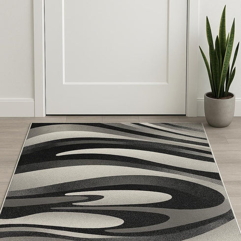 2' X 4' Gray Abstract Dhurrie Area Rug